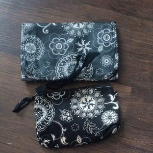 Black and White Floral Clutch and Pouch Set